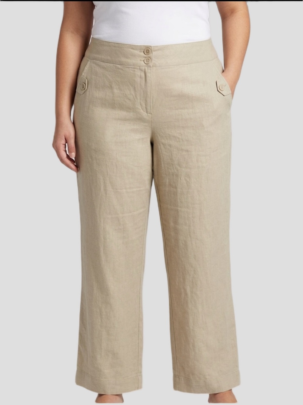 PENNINGTONS Cream Linen Blend Pants Size 28
